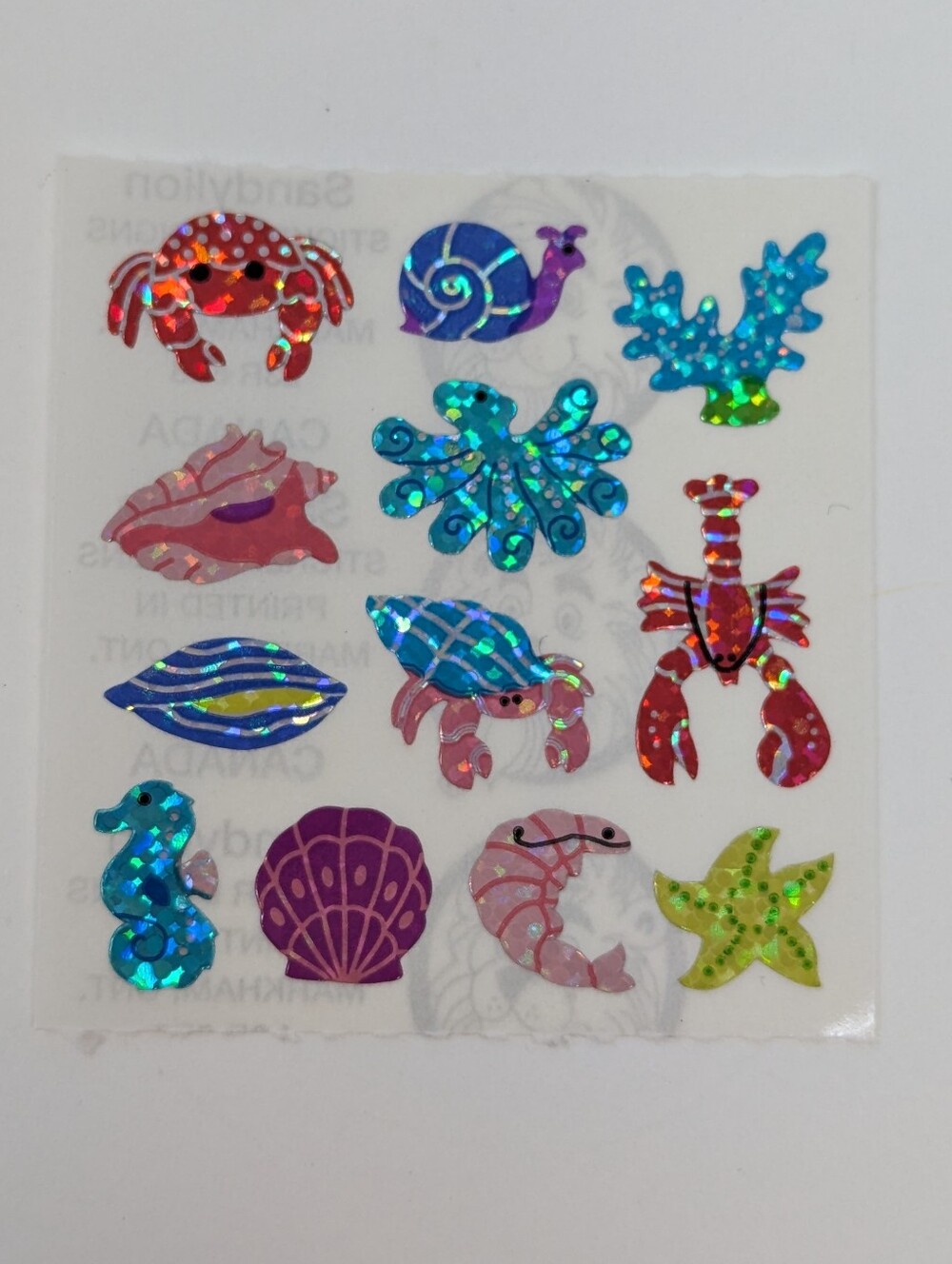 Sandylion Stickers Ocean Life Crabs Lobsters Snail Seashell Seahorse Vintage